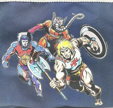 Load image into Gallery viewer, Detail close-up of character illustrations in action poses on the backpack.