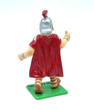 Load image into Gallery viewer, Back view of the Roman soldier figurine featuring a cape and detailed armor.