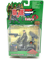 Load image into Gallery viewer, Hasbro Gi Joe Rise Of Cobra ASSAULT QUAD packaging with action figure and accessories in green, black, and yellow.