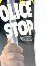 Load image into Gallery viewer, Close-up detail of the Atlantic vintage toy police stop sign, showcasing bold text and colors.