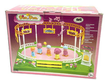 Load image into Gallery viewer, Famosa toy box showcasing illustrated scenes and product details in pink and yellow.