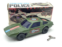 Load image into Gallery viewer, REEL American Police POLIZIA Maserati Indy Auto packaging view with toy car and brand logo.