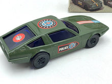 Load image into Gallery viewer, REEL American Police POLIZIA Maserati Indy Auto rear view displaying rear logo and wheel.
