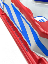 Load image into Gallery viewer, Detail of the red and blue striped tray used in the Technofix target game.