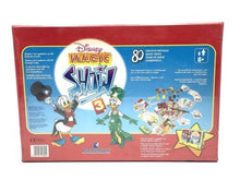 Load image into Gallery viewer, Clementoni Disney Magic Show game box back view displaying game details and holiday-themed illustrations.
