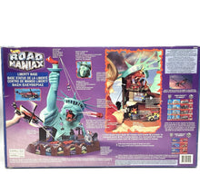 Load image into Gallery viewer, Rear angle view highlighting the defense tower and platform details of the Hot Wheels Liberty Base Playset.