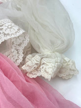 Carica l'immagine nel visualizzatore di Gallery, Detail close-up of the pink fabric showcasing lace detail and soft texture.
