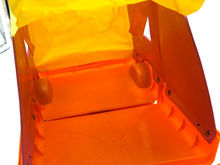 Load image into Gallery viewer, Detail view of the orange toy container with an open top.