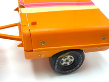 Load image into Gallery viewer, Side view of the orange Barbie buggy with trailer tent in vintage condition.