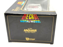 Load image into Gallery viewer, Side view of vintage BBurago Jaguar SS 100 die-cast model