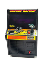 Load image into Gallery viewer, Working Tomy Daring Driver 1980s tabletop racing console featuring steering wheel and control panel.