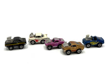 Carica l'immagine nel visualizzatore di Gallery, Front view of the 1985 Micro Machines Hot Rod Collection displaying various designs of toy cars.