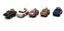 Carica l'immagine nel visualizzatore di Gallery, Front view of the 1985 Micro Machines Hot Rod Collection highlighting the vibrant colors of the miniature cars.