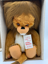 Load image into Gallery viewer, Betsy Belle Lion plush toy front view with tag attached and soft texture.
