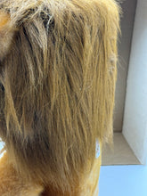 Load image into Gallery viewer, Side view of Betsy Belle plush lion toy displaying long fur.