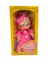 Load image into Gallery viewer, Front view of the rare blonde American Mattel Bitty Baby Beans doll in original packaging.