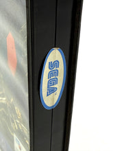 Load image into Gallery viewer, Close-up detail of The Lawnmower Man SEGA Mega Drive 1992 box edge with blue logo.