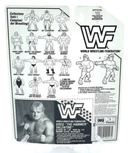 Load image into Gallery viewer, Back view of WWF Hasbro GREG VALENTINE packaging displaying character lineup and instructions.