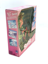 Load image into Gallery viewer, Mattel Barbie Bicyclin packaging side view highlighting bicycle accessories and vintage design.