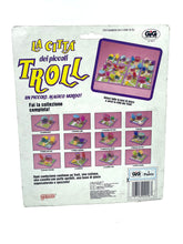 Load image into Gallery viewer, Rear view of Galoob Tiny Troll Town Flower Shop packaging showing character illustrations and product details.