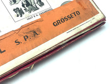 Load image into Gallery viewer, Detail of the edge of the game box showing printed text and aged appearance.