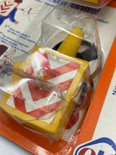 Load image into Gallery viewer, FURGA 1976 Furga OK MIKE Accessories set detail close-up of small toy warning sign with chevron design.