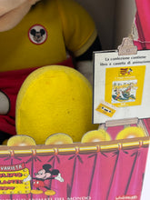 Load image into Gallery viewer, Close-up detail of Mickey Mouse plush with yellow feet and tag
