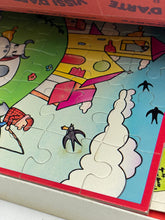 Carica l'immagine nel visualizzatore di Gallery, Detail close-up of illustrated map with characters from Clementoni 1980 Board Game.