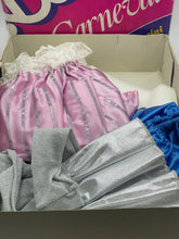 Load image into Gallery viewer, Colorful fabric bags with ruffled edges in various sizes.