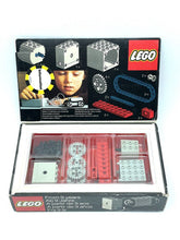 Carica l'immagine nel visualizzatore di Gallery, LEGO 1978 Two Gear Blocks packaging view displaying vehicle models and accessories in red, black, and gray.