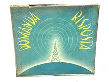 Load image into Gallery viewer, La Cicogna vintage board game box front view with blue and yellow colors.