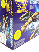 Load image into Gallery viewer, Front view of the vintage Mattel Bluebird Space Monkeys vehicle in packaging.