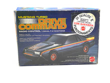 Load image into Gallery viewer, Mattel Drive Command Mustang Turbo packaging view with detailed graphics in blue and orange.