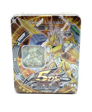 Load image into Gallery viewer, Yu-Gi-Oh 5ds collectible Power Tool Dragon front view of decorative tin box with detailed artwork.