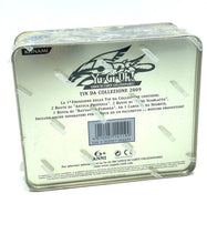 Load image into Gallery viewer, Side view of the Yu-Gi-Oh 5ds collectible tin box displaying a colorful design and slim profile.