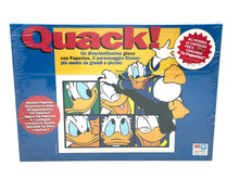 Carica l'immagine nel visualizzatore di Gallery, Front view of the sealed Quack! board game featuring Donald Duck and colorful packaging.