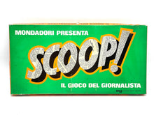 Load image into Gallery viewer, 1967 scoop! board game packaging view showing box design in green, orange, black, and white.
