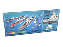 Load image into Gallery viewer, Lesney Matchbox Sea Kings K-301 Frigate F 109 packaging detail featuring blue, white, and red colors.