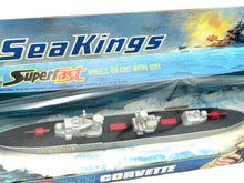 Load image into Gallery viewer, Lesney Matchbox Sea Kings K-301 Frigate F 109 packaging showcasing a variety of boats in vibrant colors.