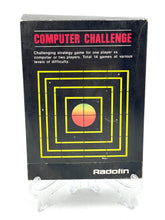 Load image into Gallery viewer, Acetronic Radofin Prinztronic 1979 videogame computer challenge packaging view with black, yellow, and red colors.