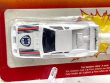 Load image into Gallery viewer, Top view of the Bandai Polistil Spark Plug Racer showing white, red, and blue racing stripes.