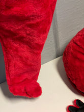 Load image into Gallery viewer, Close-up of the soft, slightly wrinkled red plush fabric.