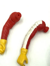 Load image into Gallery viewer, Detail showing loose driver’s arms that need fixing on Gig Nikko Super Kart F1