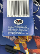 Load image into Gallery viewer, Hulk Hogan WWF School Bag with Figure Keychain – 1991 Titan Sports NOS
