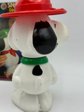 Load image into Gallery viewer, Back view of vintage Hasbro Snoopy stacking toy, used but intact