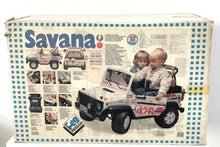 Load image into Gallery viewer, Peg Perego Jeep Savana 1988 packaging view with vintage design and branding.
