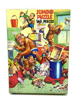 Load image into Gallery viewer, LAWSON WOOD 1970s DECORATOR jigsaw puzzle Monkeys box front view with colorful design.
