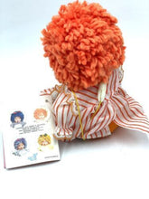 Load image into Gallery viewer, Back view of Patapouf New Girl doll with orange hair, striped dress, and holding cards.
