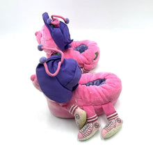 Load image into Gallery viewer, LOTS-A-LOTS-A-LEGGGGGGS TANTE GAMBE COMMONWELTH back view of pink plush slippers with textured body
