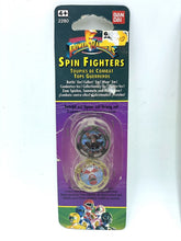 Load image into Gallery viewer, Front view of the packaging for the 1993 Bandai Mighty Morphin Power Rangers Spin Fighters with collectible coins.
